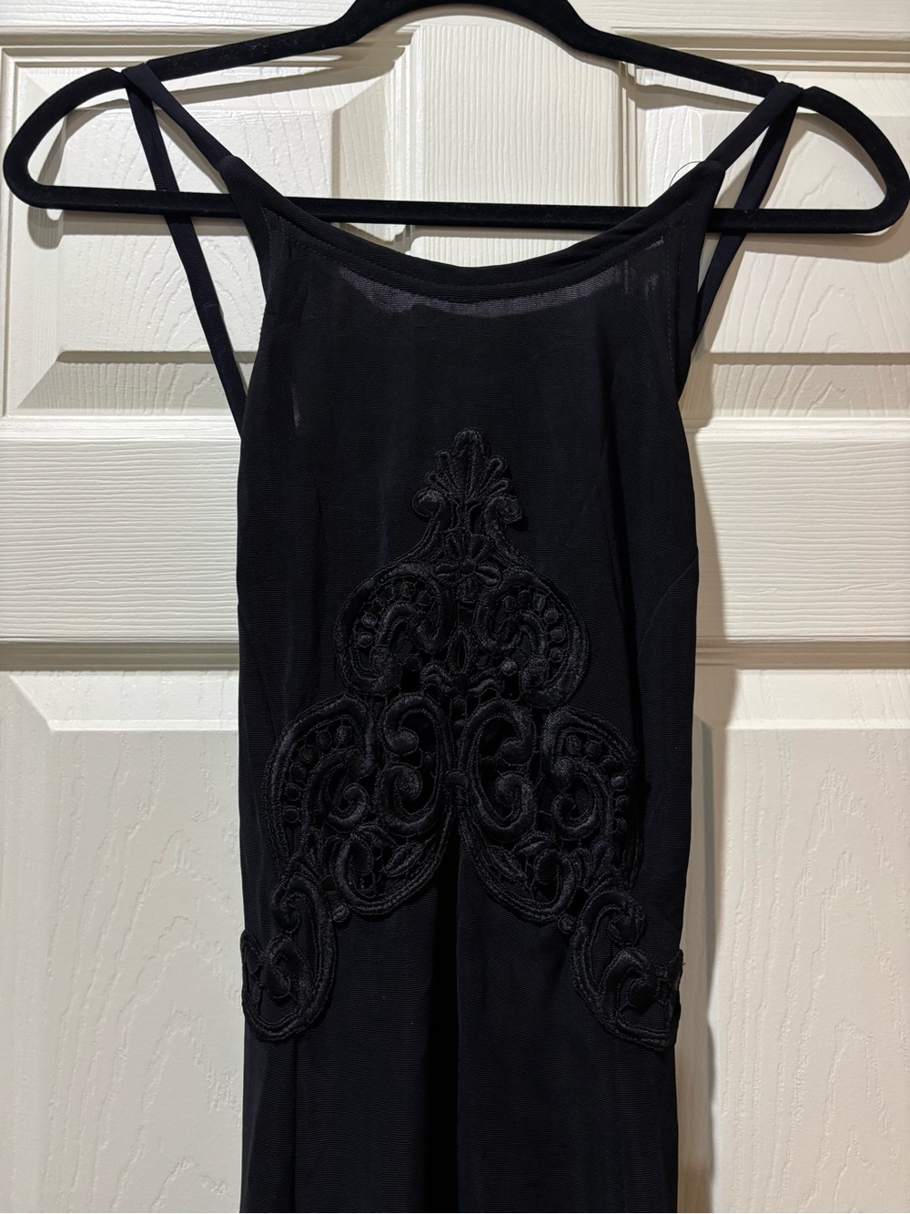 Black Halter Maxi Dress with Lace Cutout - Picture 3 of 6